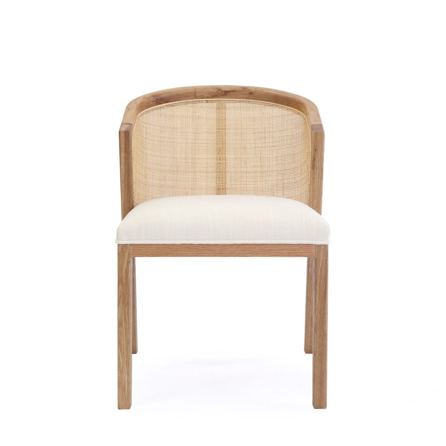 Chair with wooden frame and woven backrest