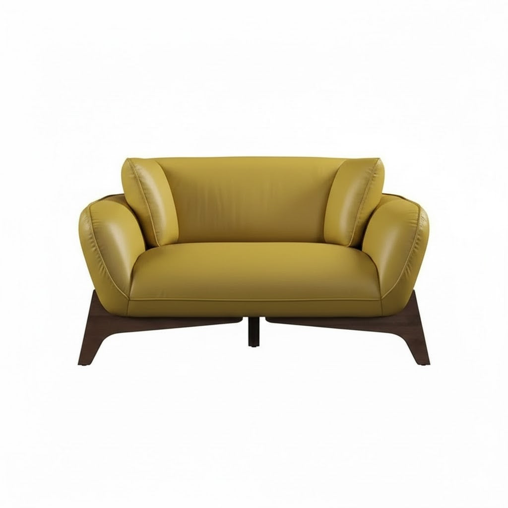Yellow sofa on a white background