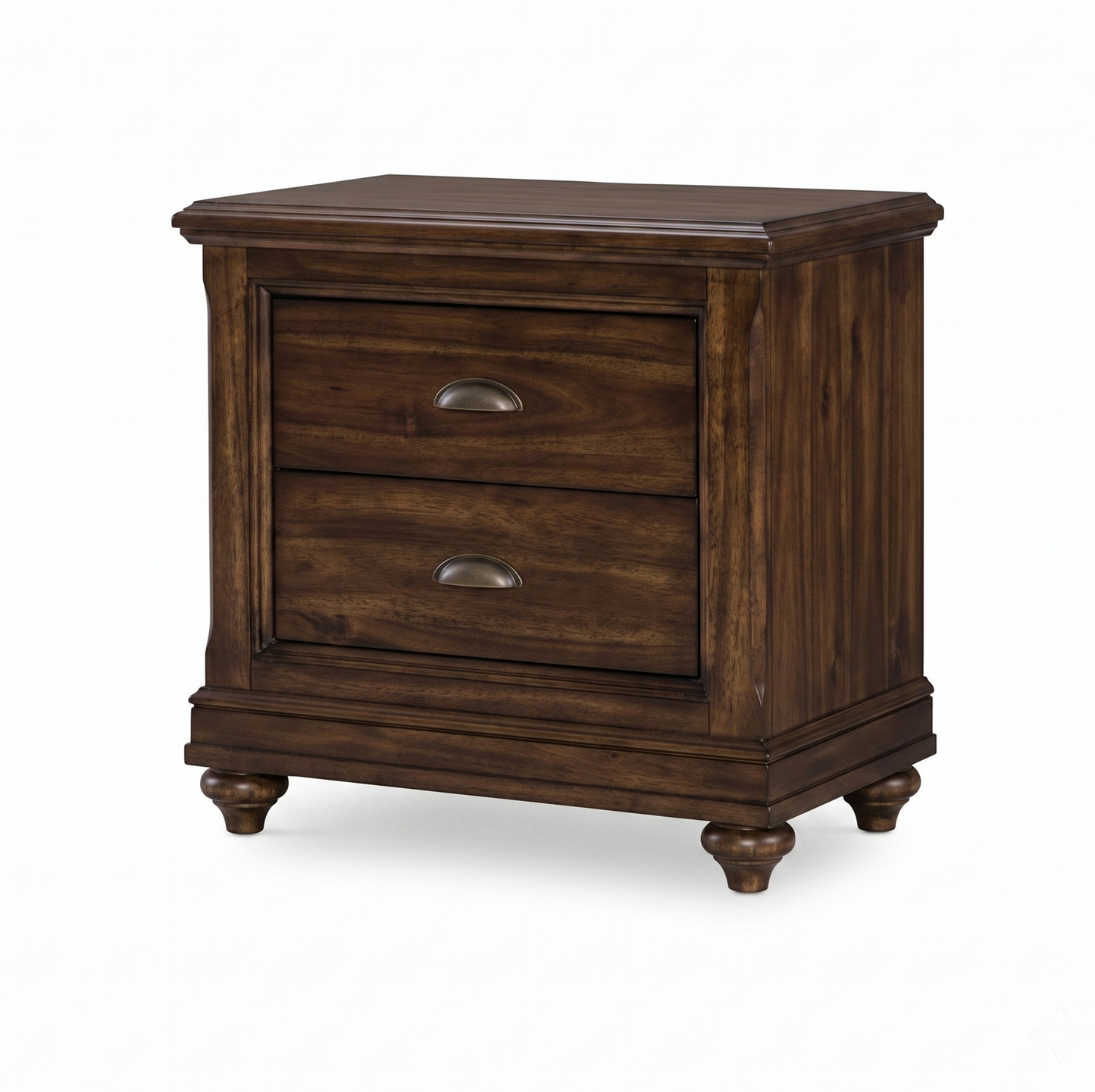 Wooden nightstand with two drawers 