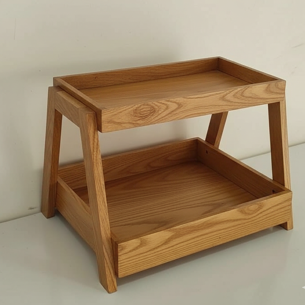 Wooden kitchen shelf on a plain background