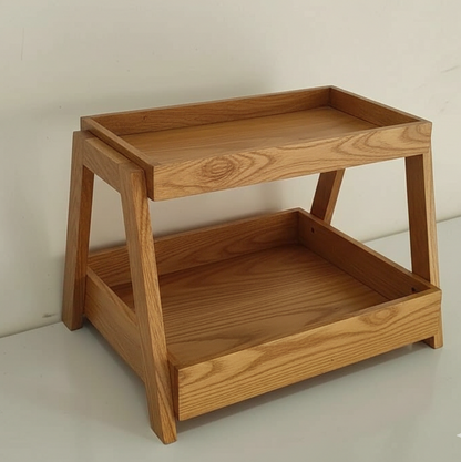 Wooden kitchen shelf on a plain background