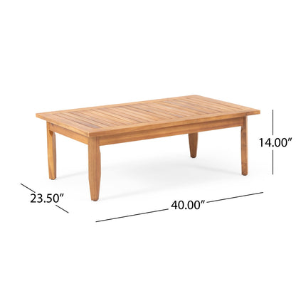 Wooden table with dimensions labeled on a white background