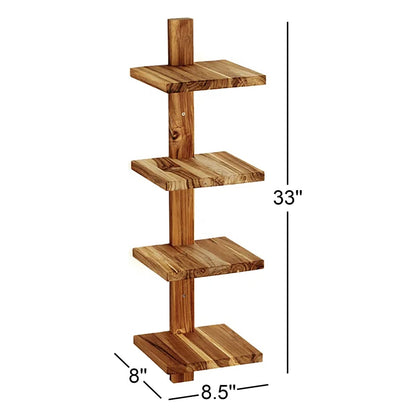 Wooden shelf with dimensions on a white background