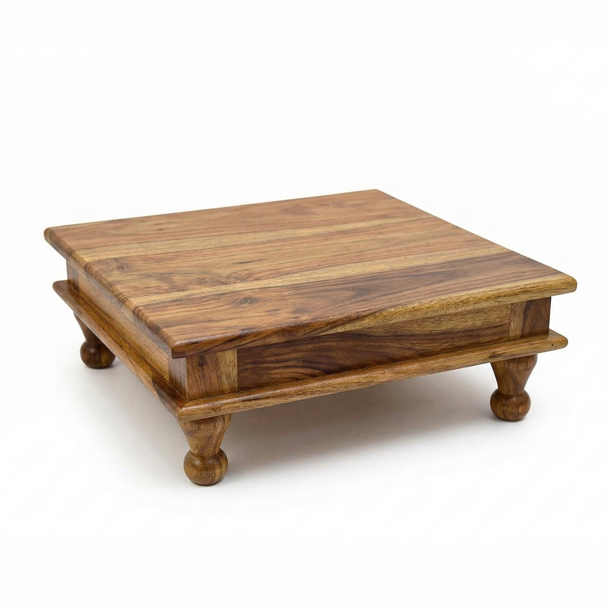 Wooden coffee table with a white background
