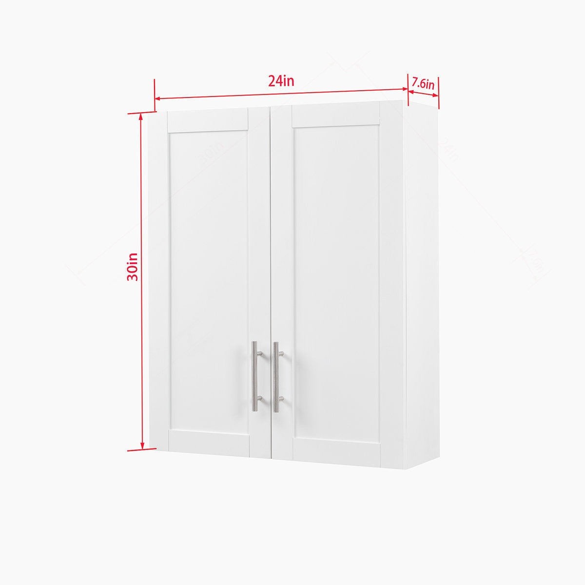 White wall cabinet with dimensions labeled on a white background