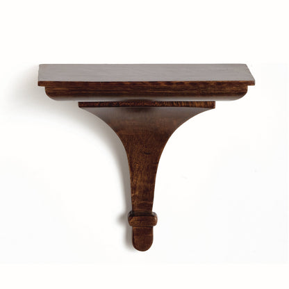 Wooden shelf bracket on a white background