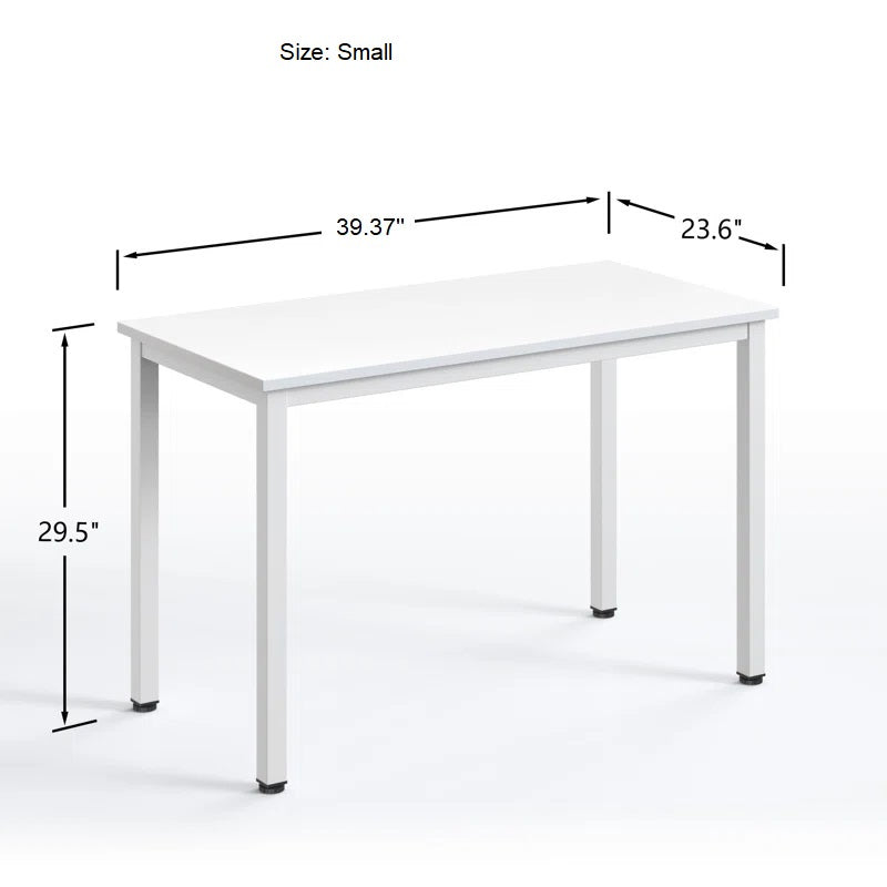Small white table with dimensions marked on a white background