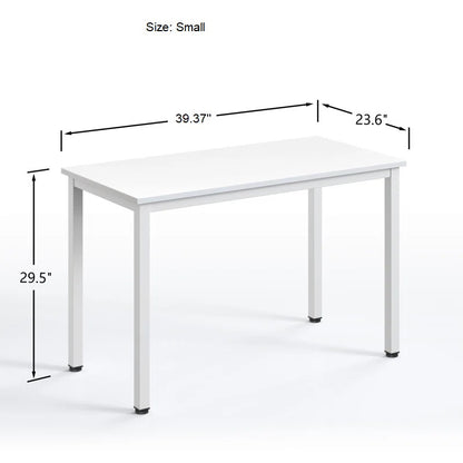 Small white table with dimensions marked on a white background