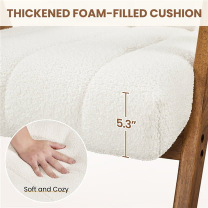 Thick foam-filled cushion with hand for scale on a chair, labeled '5.3"' and 'Soft and Cozy'.