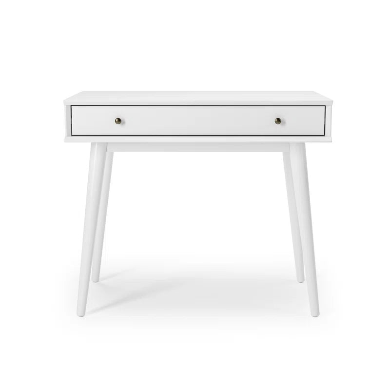 White side table with a drawer on a white background