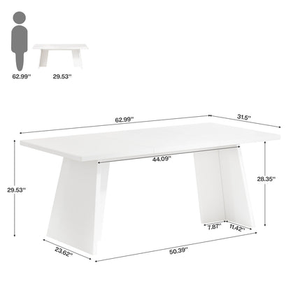 White table with dimensions labeled on a white background