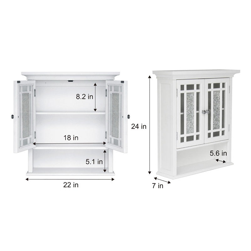 White wall cabinet with dimensions labeled on a white background