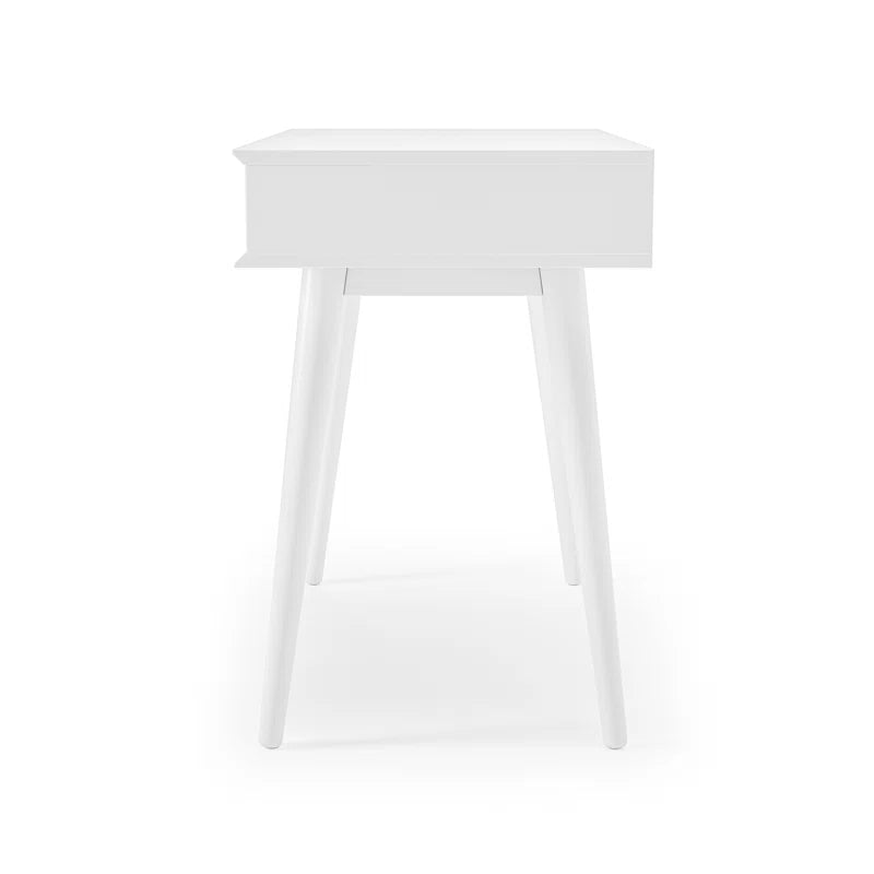 White wooden side table on a white background