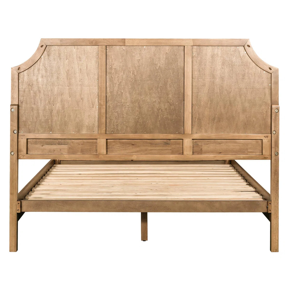 Wooden bed frame on a white background