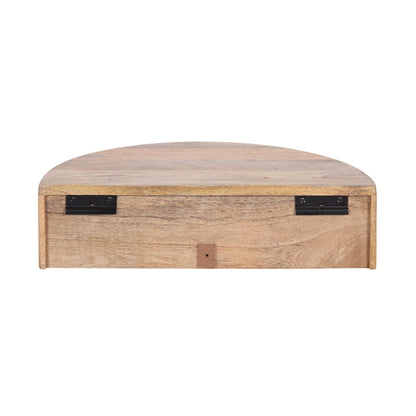 Wooden bench with curved design on a white background