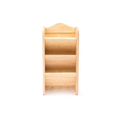 Wooden bookshelf on a white background