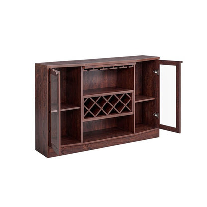 Wooden cabinet with open doors on a white background