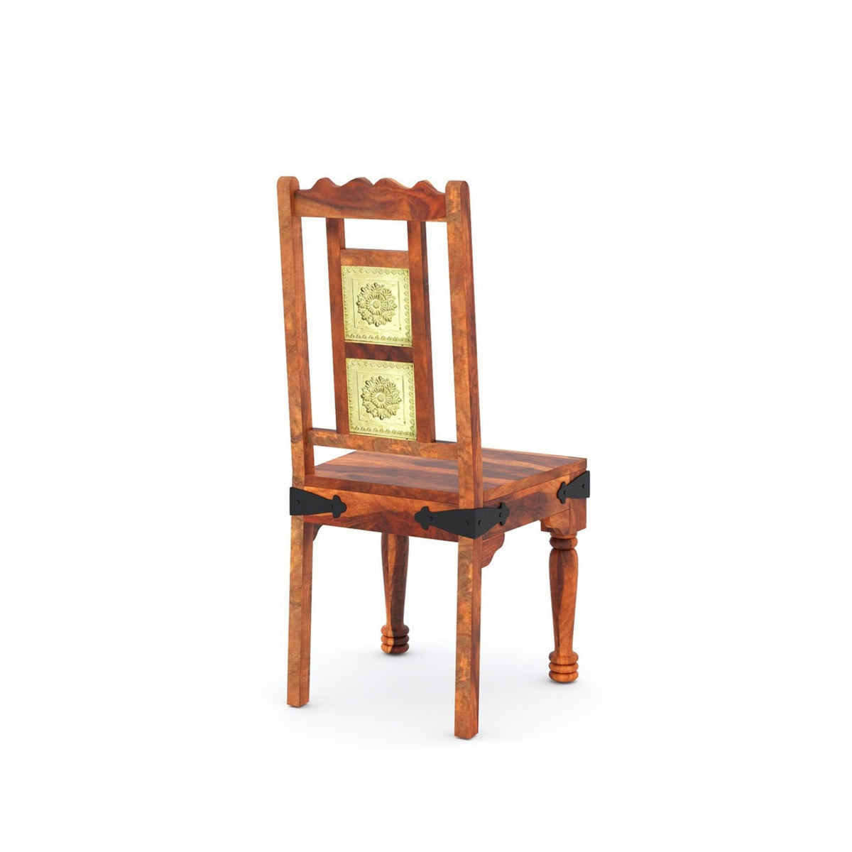Wooden chair with decorative elements on a white background