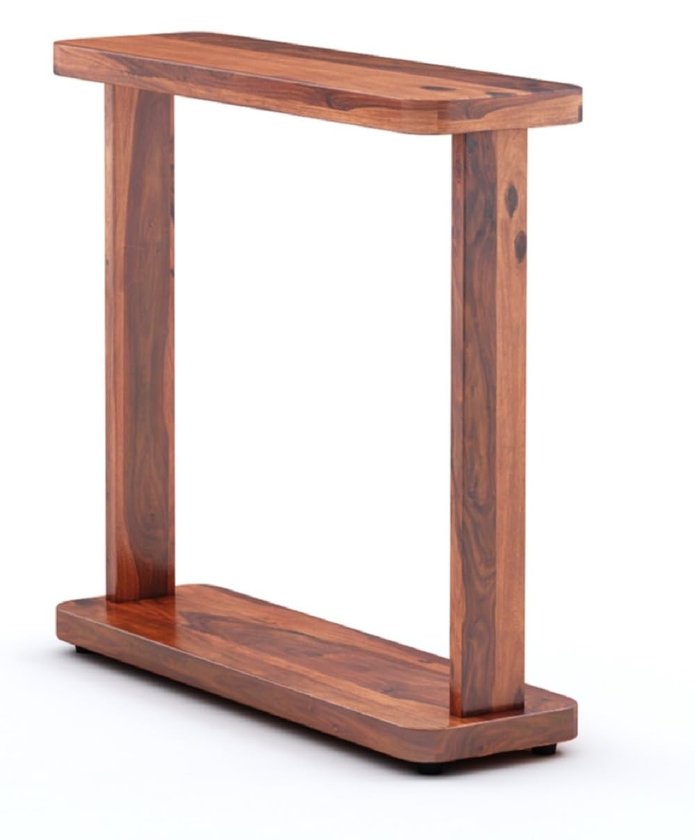 Wooden console table on a white background