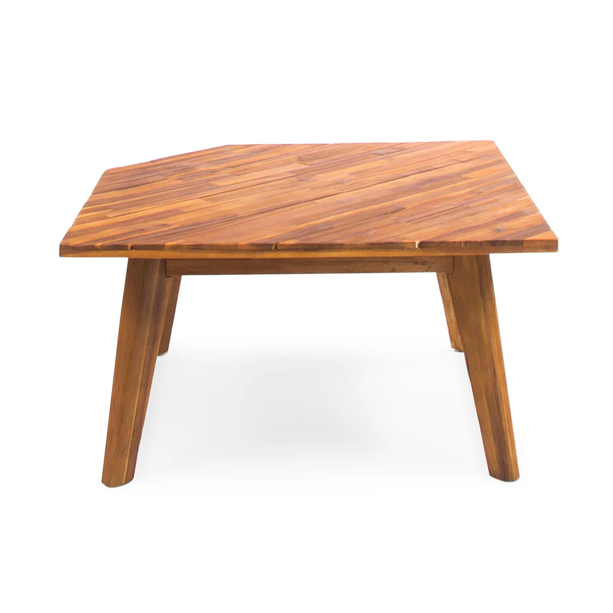 Wooden corner table on a white background