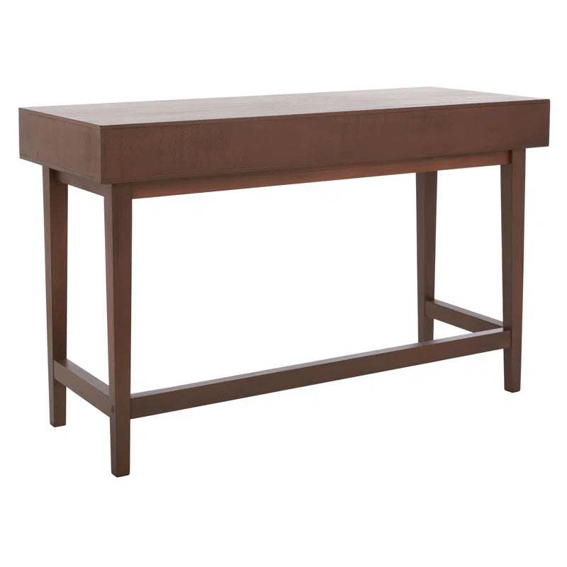 Wooden desk with a white background