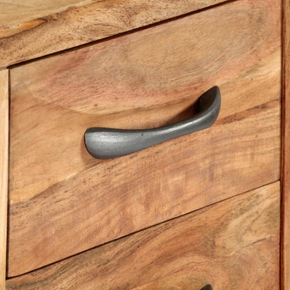 Wooden drawer with a metal handle