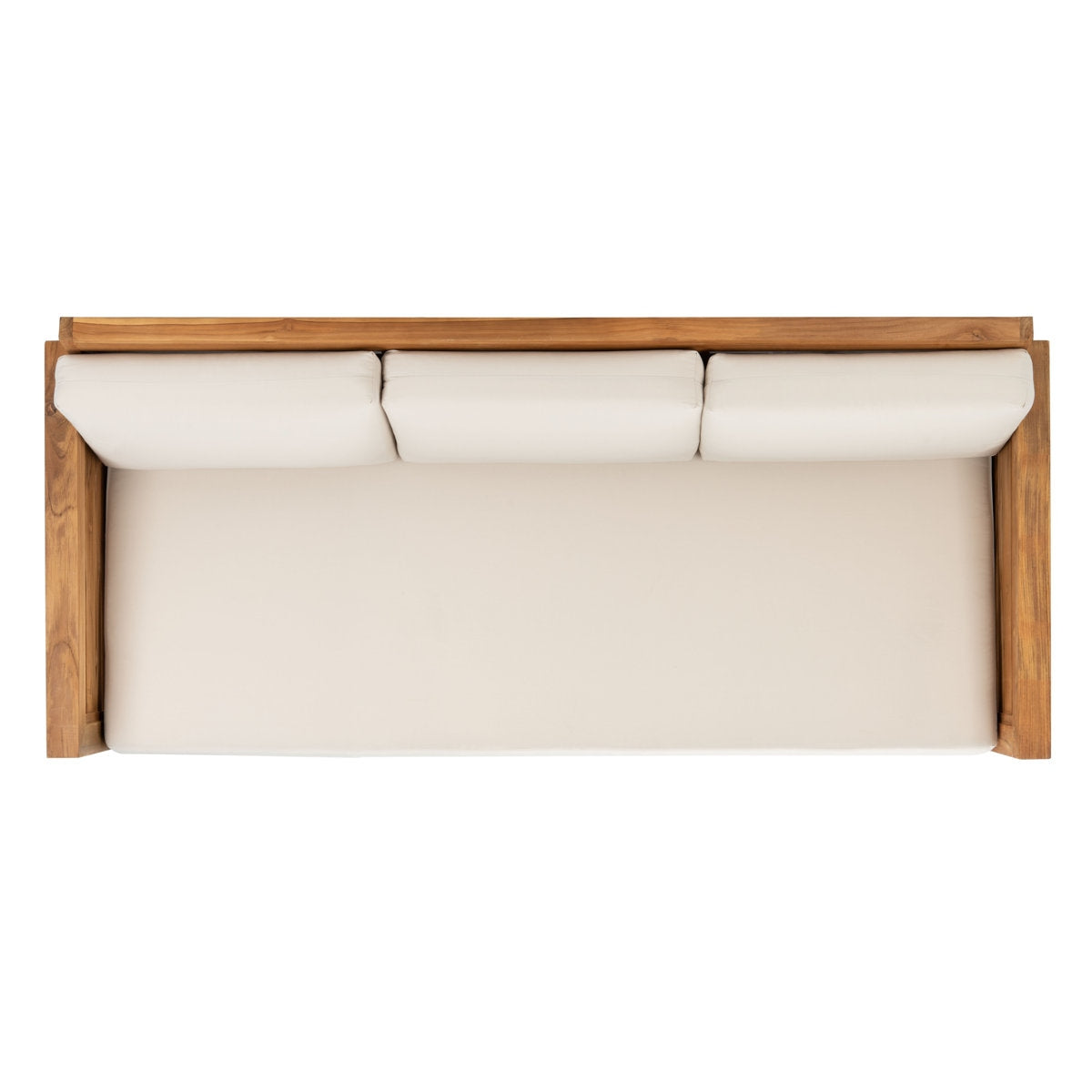 Wooden headboard with white upholstered panels on a white background