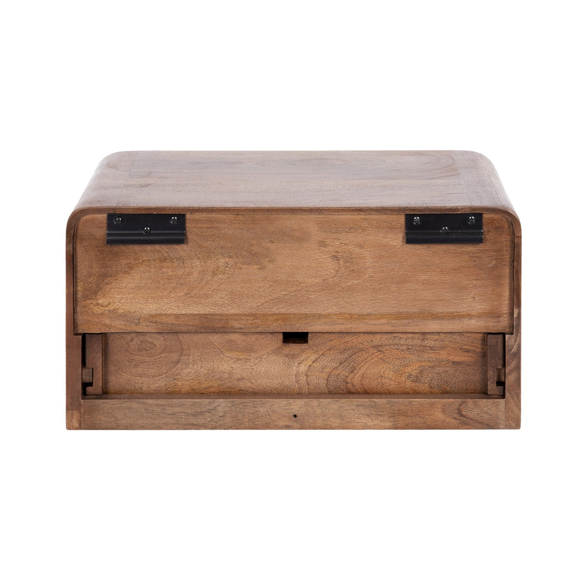 Wooden storage bench with a white background