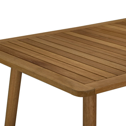 Wooden table with a slatted surface on a white background