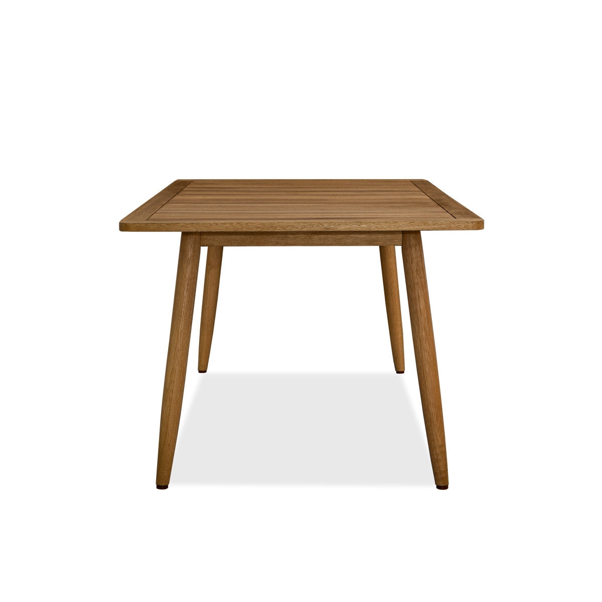 Wooden table with four legs on a white background