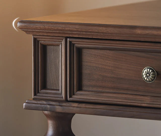 close up of a wooden drawer
