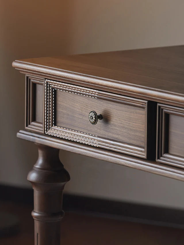 close up of a wooden surface and drawer