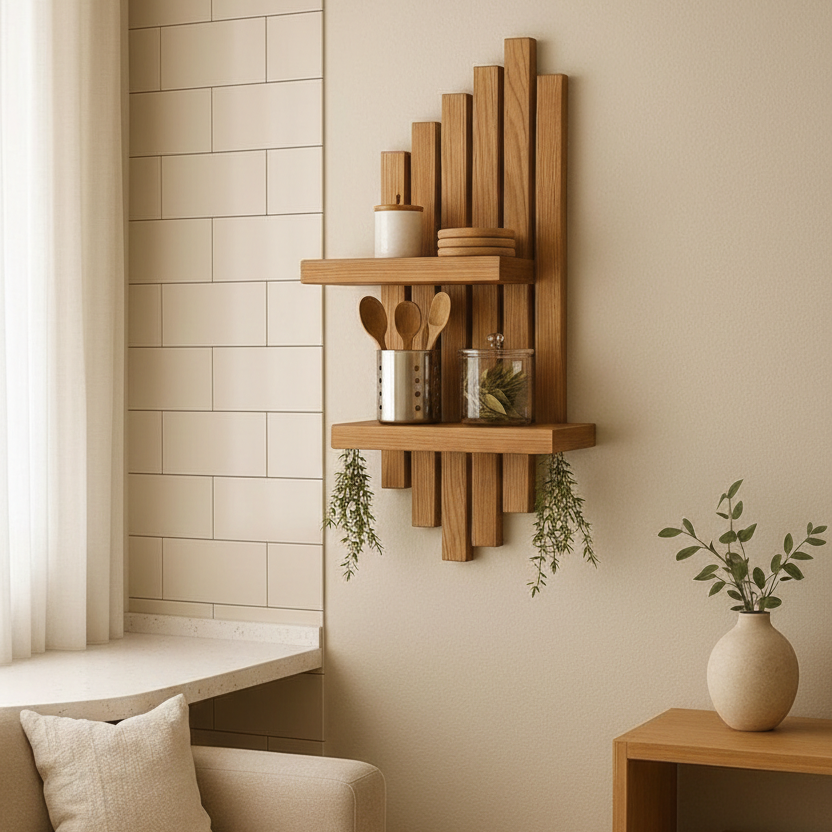 wooden wall mounted shelf 