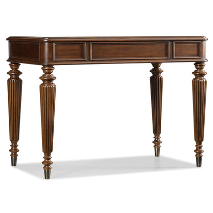Adouer Wood "Aaylie Solid Wood Writing Desk – 42'' Classic Carved Desk with Fluted Legs and Rich Mahogany Finish"