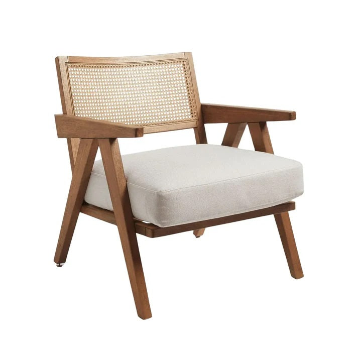 ADOUER WOOD Acacia Wood Rattan Handle Luxury Arm Chair - Natural