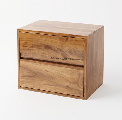 Adouer Wood  Solid Wood 2-Drawer Bedside Table / Nightstand