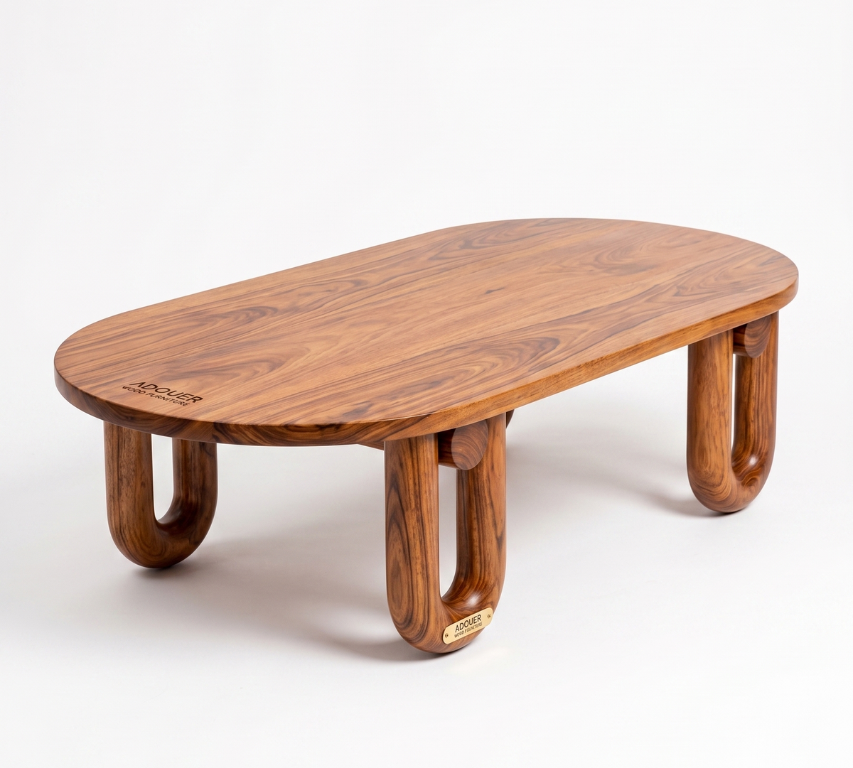 Adouer Wood Furniture Loop-Base Center Table with U-Shaped Legs