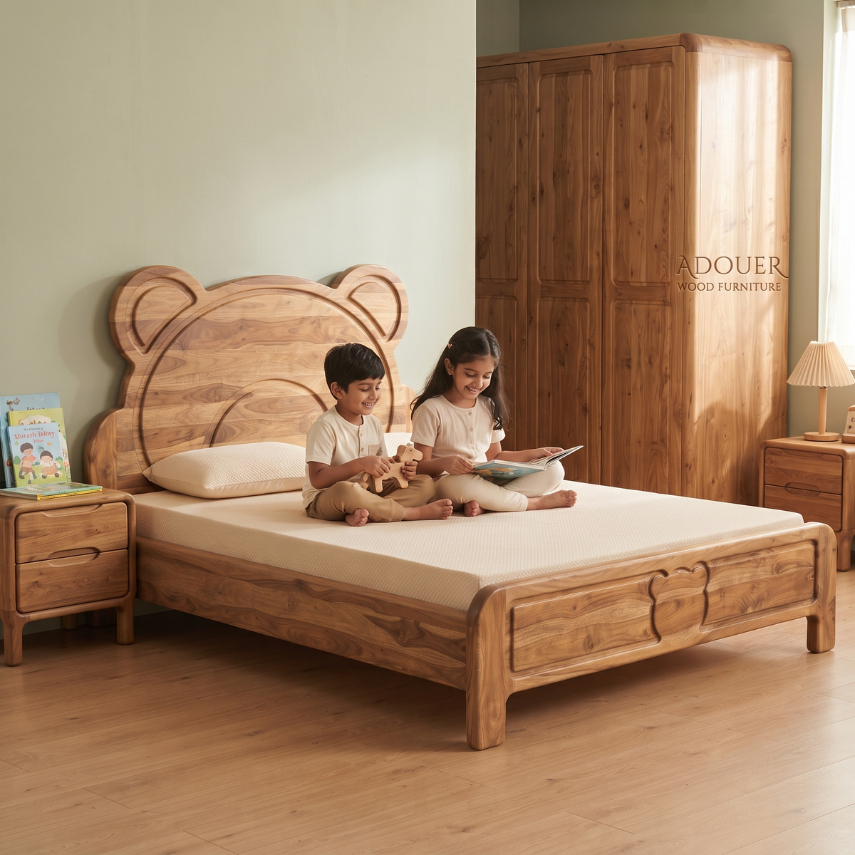 ADOUER WOOD Solid Wood Animal-Themed Children's Bed Frame