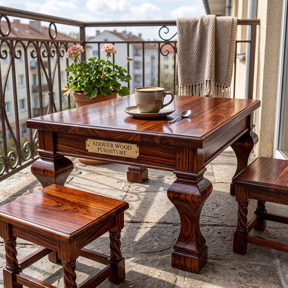 ADOUER WOOD Handcrafted Solid Coffee Table I chowki  – Rustic Farmhouse Living Room Table