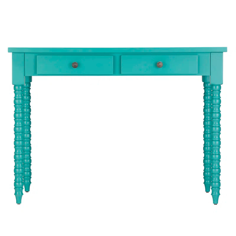 Adouer Wood Akiyoshi Turquoise Turned-Leg Writing Desk