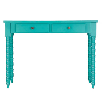 Adouer Wood Akiyoshi Turquoise Turned-Leg Writing Desk