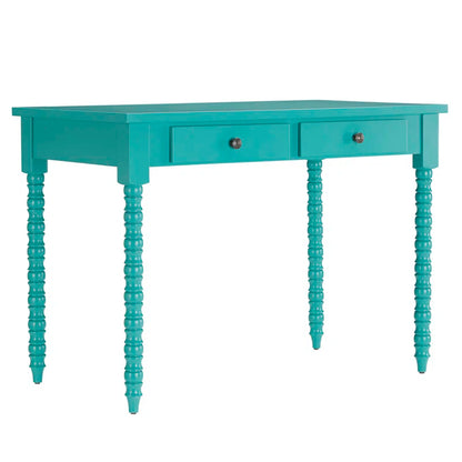 Adouer Wood Akiyoshi Turquoise Turned-Leg Writing Desk