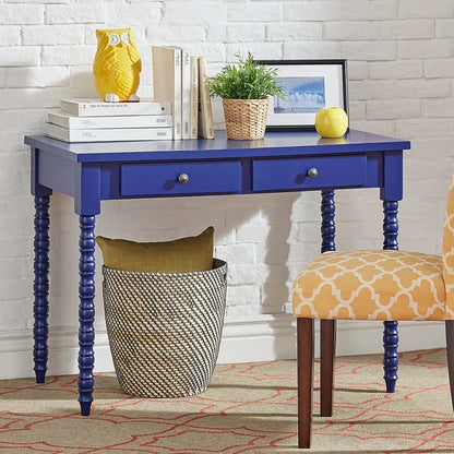 Adouer Wood Akiyoshi Turquoise Turned-Leg Writing Desk