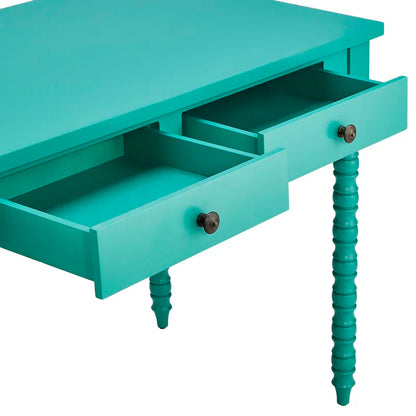 Adouer Wood Akiyoshi Turquoise Turned-Leg Writing Desk