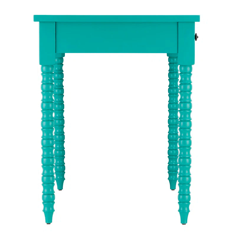 Adouer Wood Akiyoshi Turquoise Turned-Leg Writing Desk