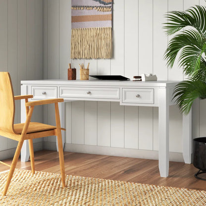 Every Choice Solid Sheesham Wood 3 Drawers Study & Office Table, White