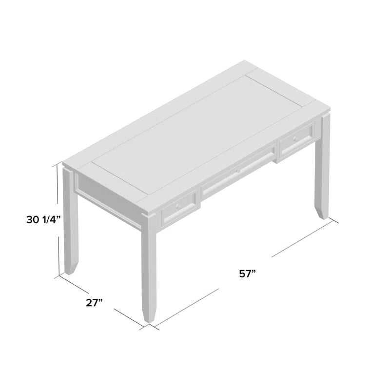 Every Choice Solid Sheesham Wood 3 Drawers Study & Office Table, White