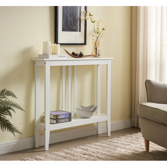 ADOUER WOOD Sheesham Wood White Console Table With Shelf