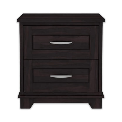 Sheesham Wood Bedside Table with 2 Premium Metal Channeled Drawer