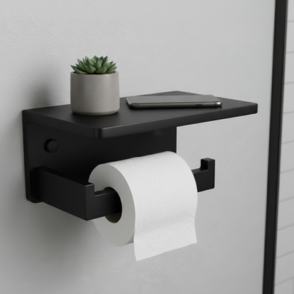 ADOUER WOOD Wall Mount Toilet Paper Holder with Shelf